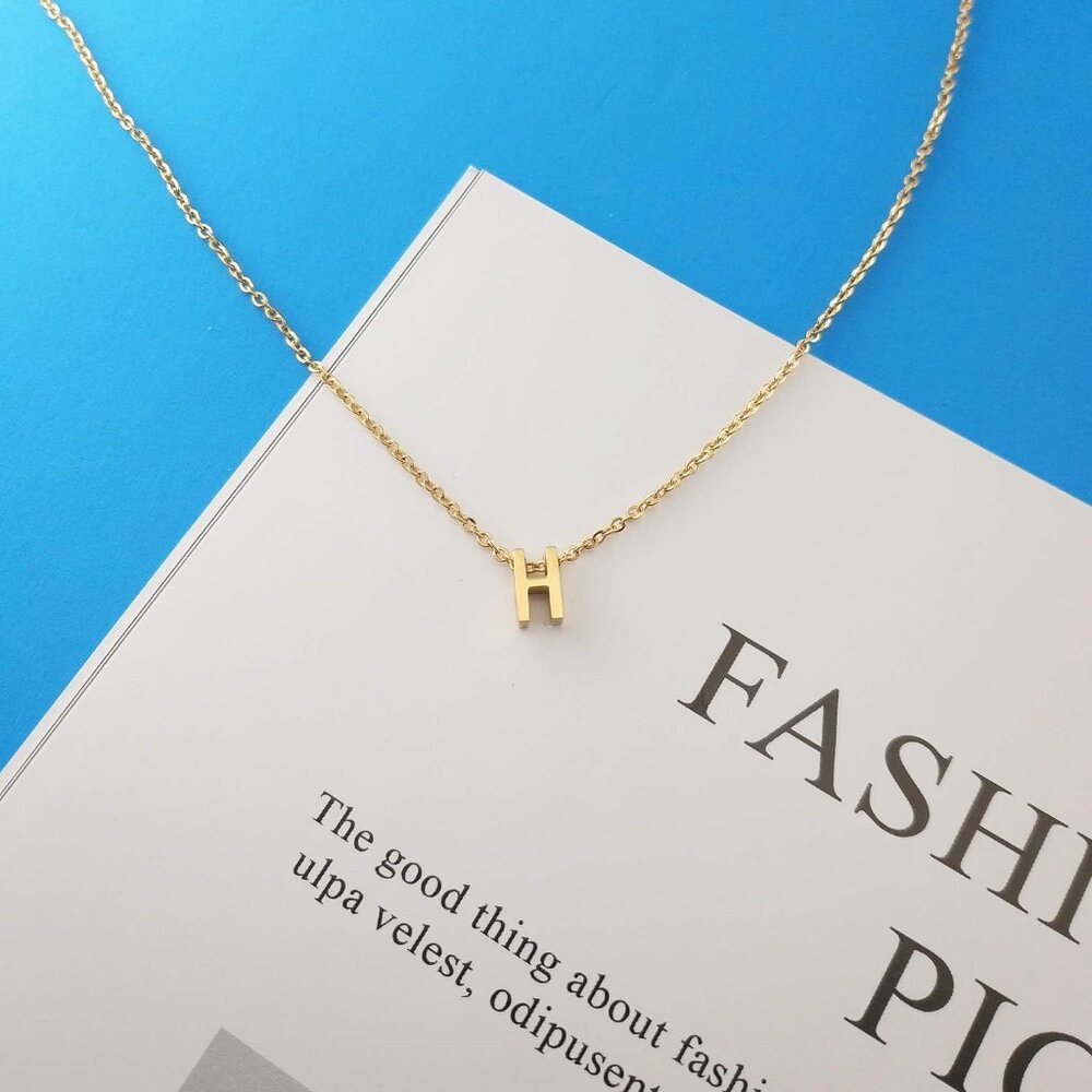 Hypoallergenic Tiny Initial Necklace With 18k Gol… - image 3